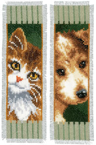 Vervaco  Cross Stitch Bookmark Kit - Cat and dog set of 2