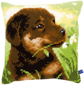 Vervaco  Cross Stitch Cushion Kit - Rottweiler puppy