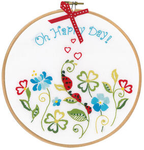 Vervaco  Embroidery kit with ring Oh happy day