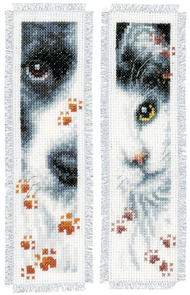 Vervaco  Cross Stitch Bookmark Kit - Dog and cat set of 2