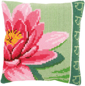 Vervaco  Cross Stitch Cushion Kit - Pink lotus flower