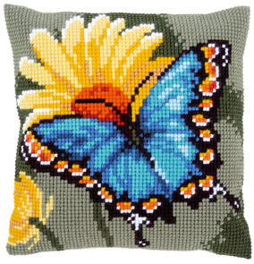 Vervaco  Cross Stitch Cushion Kit - Butterfly & yellow flower