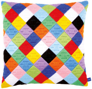 Vervaco  Long Stitch Cushion Kit - Colourful diamonds