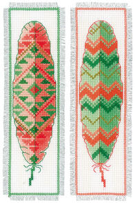 Vervaco  Cross Stitch Bookmark Kit - Feathers set of 2