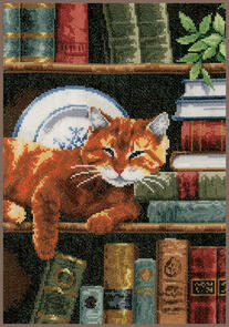 Vervaco  Cross Stitch Kit - Cat on Bookshelf