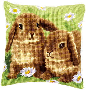 Vervaco  Cross Stitch Cushion Kit - Two rabbits
