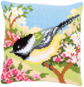 Vervaco  Cross Stitch Cushion Kit - Bird in the garden