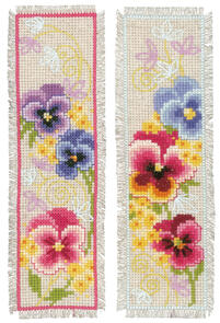 Vervaco  Cross Stitch Bookmark Kit - Violets set of 2