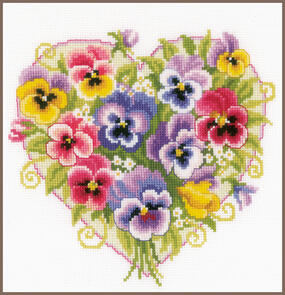 Vervaco  Cross Stitch Kit - Pansies in heart shape