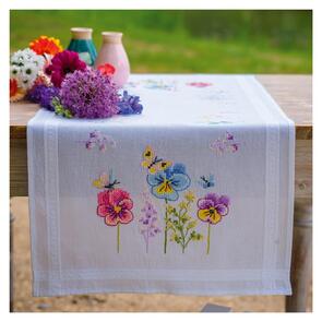 Vervaco Printed Table Runner Kit Violets - Cross Stitch Kit