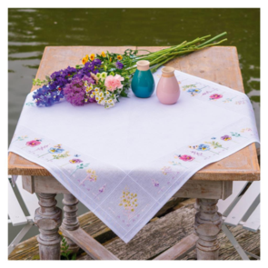 Vervaco Aida Tablecloth Kit Violets