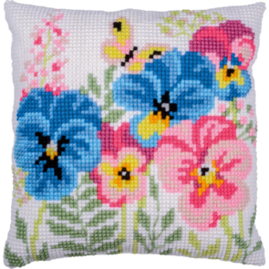 Vervaco Cross Stitch Cushion Kit Violets