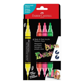 Faber-Castell Black Edition Shake & Paint Markers  - Neon Colours 4pk