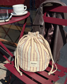 Petite Knit Knitter's Project Bag - Seersucker Twin Stripe
