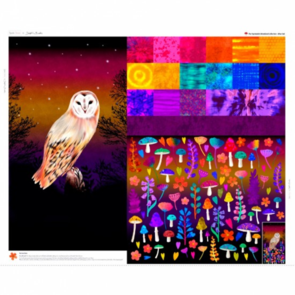 Nutex Psychedelic Woodland - Owl - Panel 90 cm