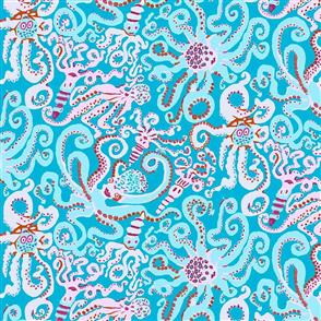Free Spirit Kaffe Fassett Fabric - Octopus - PWBM074 - Turquoise