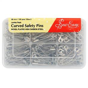 Sew Easy  Curved Safety Pins Silver 38 mm