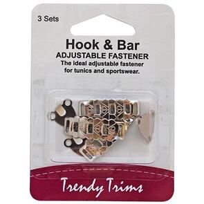 Trendy Trims  Hook and Bar Adjustable Fastener 3/Pkg