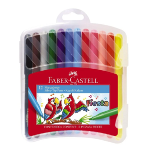 Faber-Castell Fiesta Fiber-Tip Pens - Plastic Case of 12
