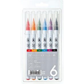 KURETAKE ZIG CLEAN COLOR Real Brush,6 colours set