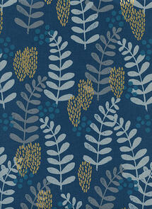 Cotton & Steel Imagined Landscapes (Metallic) /Jen Hewett Fern Dell Navy Metallic