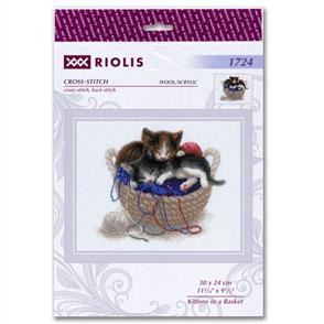 Riolis  Kittens In A Basket - Cross Stitch Kit