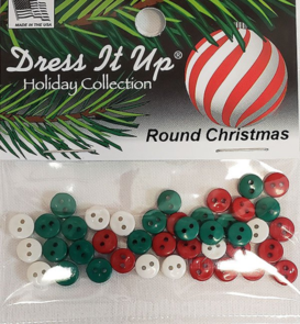 Dress It Up Tiny Round Buttons - Christmas (6mm)