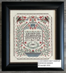 Rosewood Manor Cross Stitch Chart - Wren's Nest Sampler