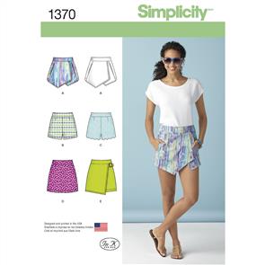Simplicity Pattern 1370 Women's Shorts, Skort and Skirt