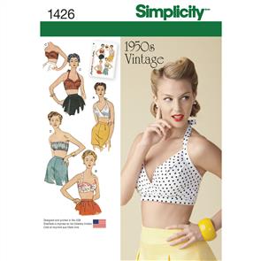 Simplicity Pattern 1426 Women's Vintage 1950's Bra Tops