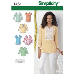 Simplicity Pattern 1461 Women's and Plus Tunic with Neckline and Sleeve Variations