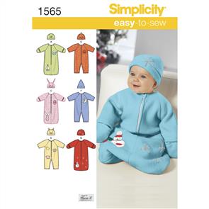 Simplicity Pattern 1565 Babies' Bunting, Romper and Hats