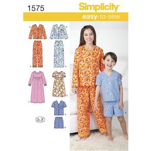 Simplicity Pattern 1575 Child's, Girl's and Boy's Loungewear