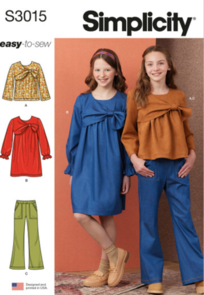 Simplicity Sewing Pattern Girls' Top, Dress and Pants S3015