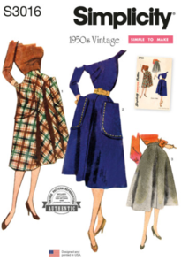 Simplicity Sewing Pattern 1950s Misses' Skirts S3016