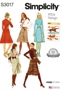 Simplicity Sewing Pattern 1970s Misses' Dress with Front-Wrap Skirt & Scarf S3017