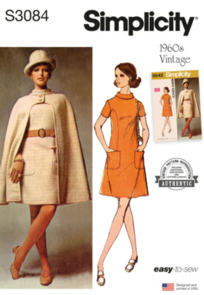 Simplicity Sewing Pattern 1960s Misses' Cape and Dress S3084