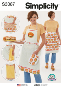 Simplicity Sewing Pattern Aprons in Sizes S-M-L and Kitchen Accessories S3087