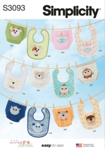 Simplicity Sewing Pattern Babies' Bibs and Diaper/Nappy Cover S3093