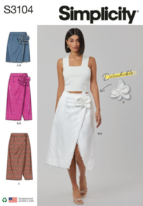 Simplicity Sewing Pattern Misses' Wrap Skirts with Detachable 3D Flower