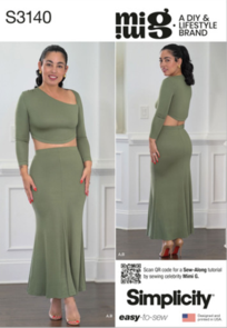 Simplicity Sewing Pattern Misses' Knit Top and Skirt by Mimi G Style S3140