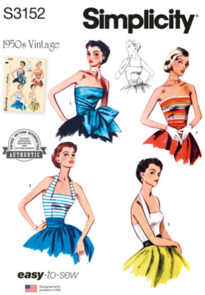 Simplicity Sewing Pattern 1950s Misses' Halter and Strapless Bodice S3152