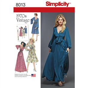 Simplicity Pattern 8013 Women's Vintage 1970's Dresses'