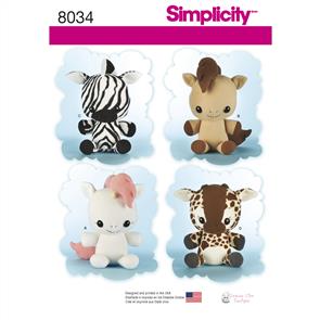 Simplicity Pattern 8034 Animal Stuffies