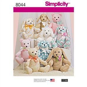 Simplicity Pattern 8044 Two-Pattern Piece Stuffed Animals