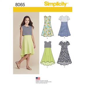 Simplicity Pattern 8065 Girls' and Girls' Plus Dress or Popover Dress