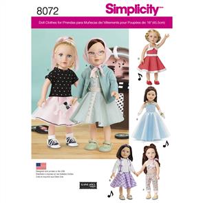 Simplicity Pattern 8072 Vintage Inspired 18" Doll Clothes