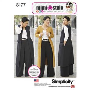 Simplicity Pattern 8177 Mimi G Style Trouser, Coat or Vest, and Knit Top for Women's and Plus Sizes