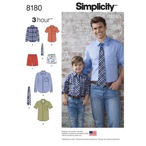 Simplicity Pattern 8180 Boys' and Men's Shirt, Boxer Shorts and Tie