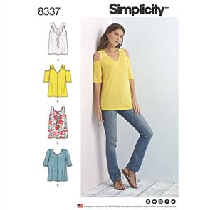 Simplicity Pattern 8337 Women's Knit Tops with Bodice and Sleeve Variations